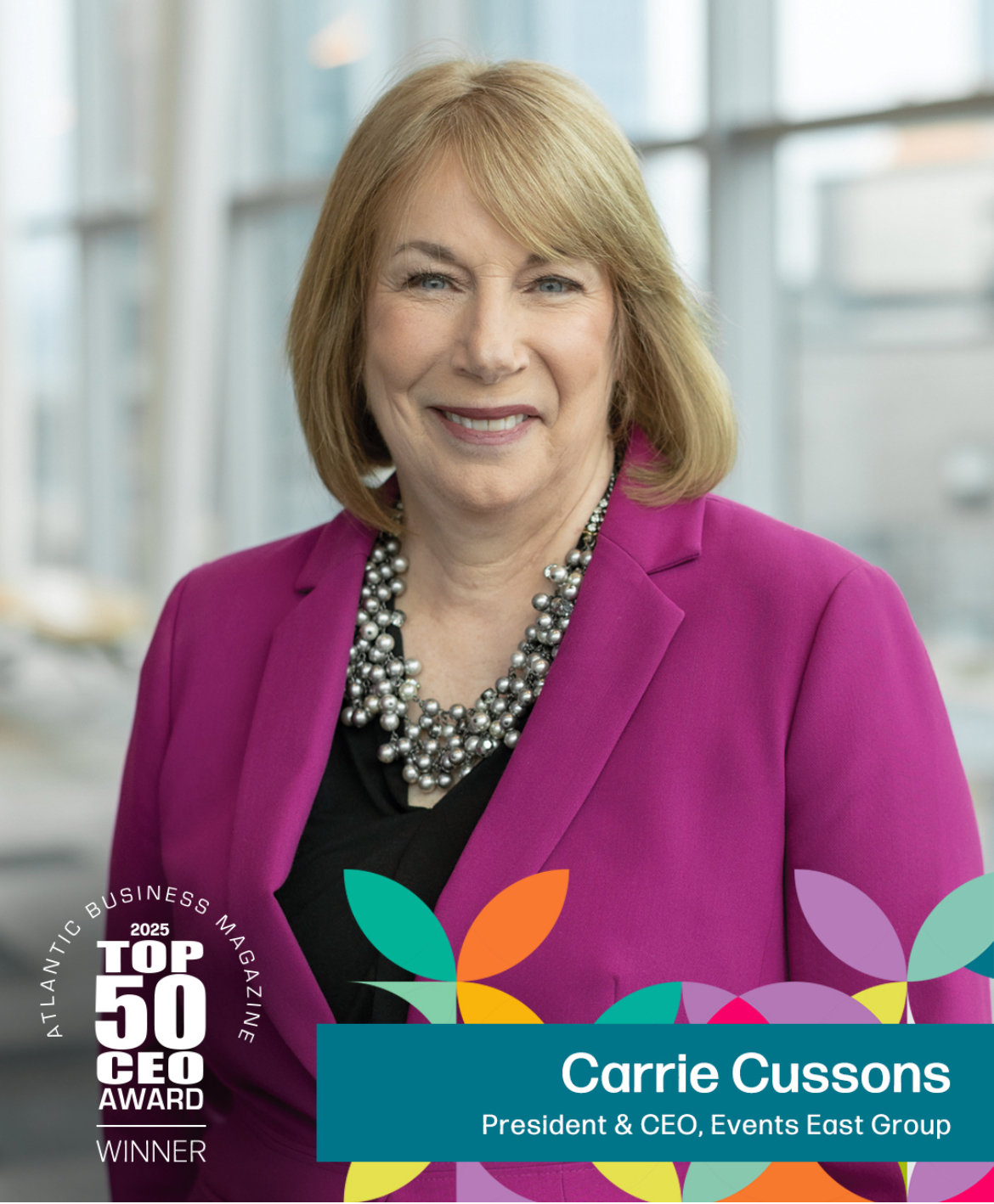 Photo of Carrie Cussons with Top 50 CEO logo